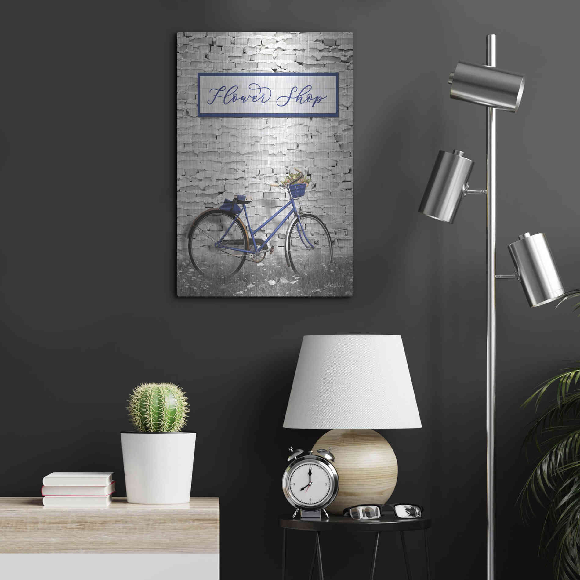 Luxe Metal Art 'Flower Shop Bicycle' by Lori Deiter, Metal Wall Art,16x24