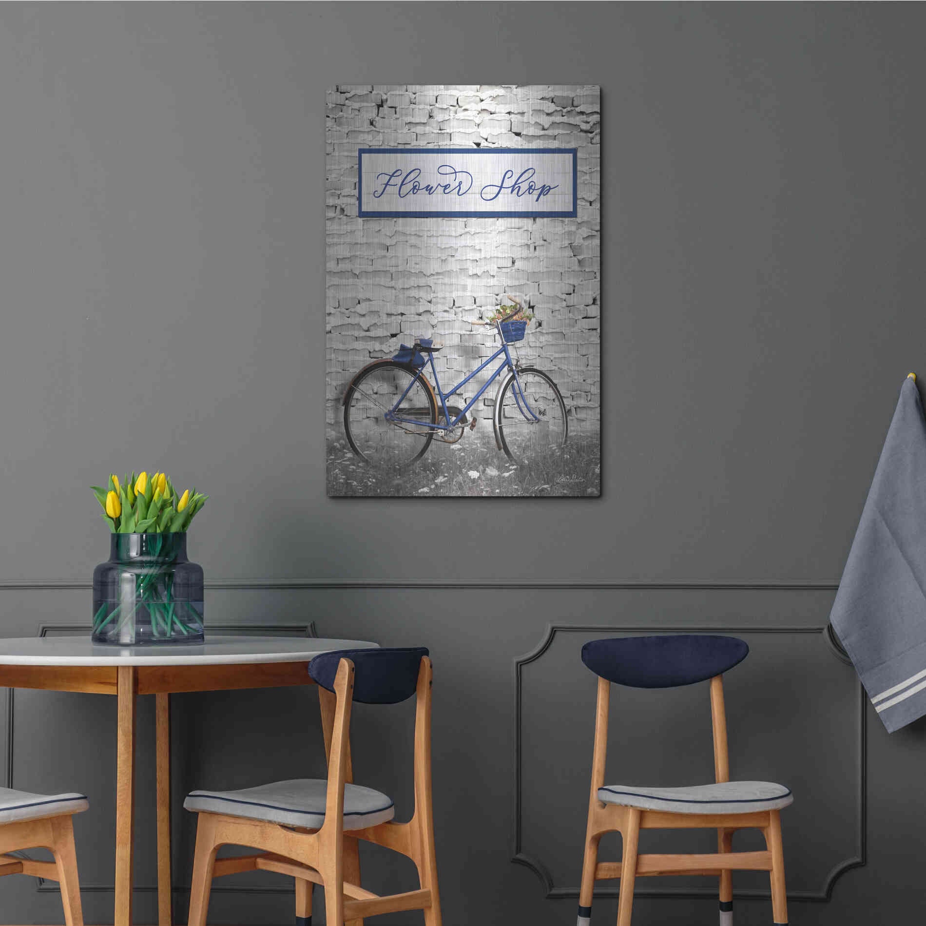 Luxe Metal Art 'Flower Shop Bicycle' by Lori Deiter, Metal Wall Art,24x36
