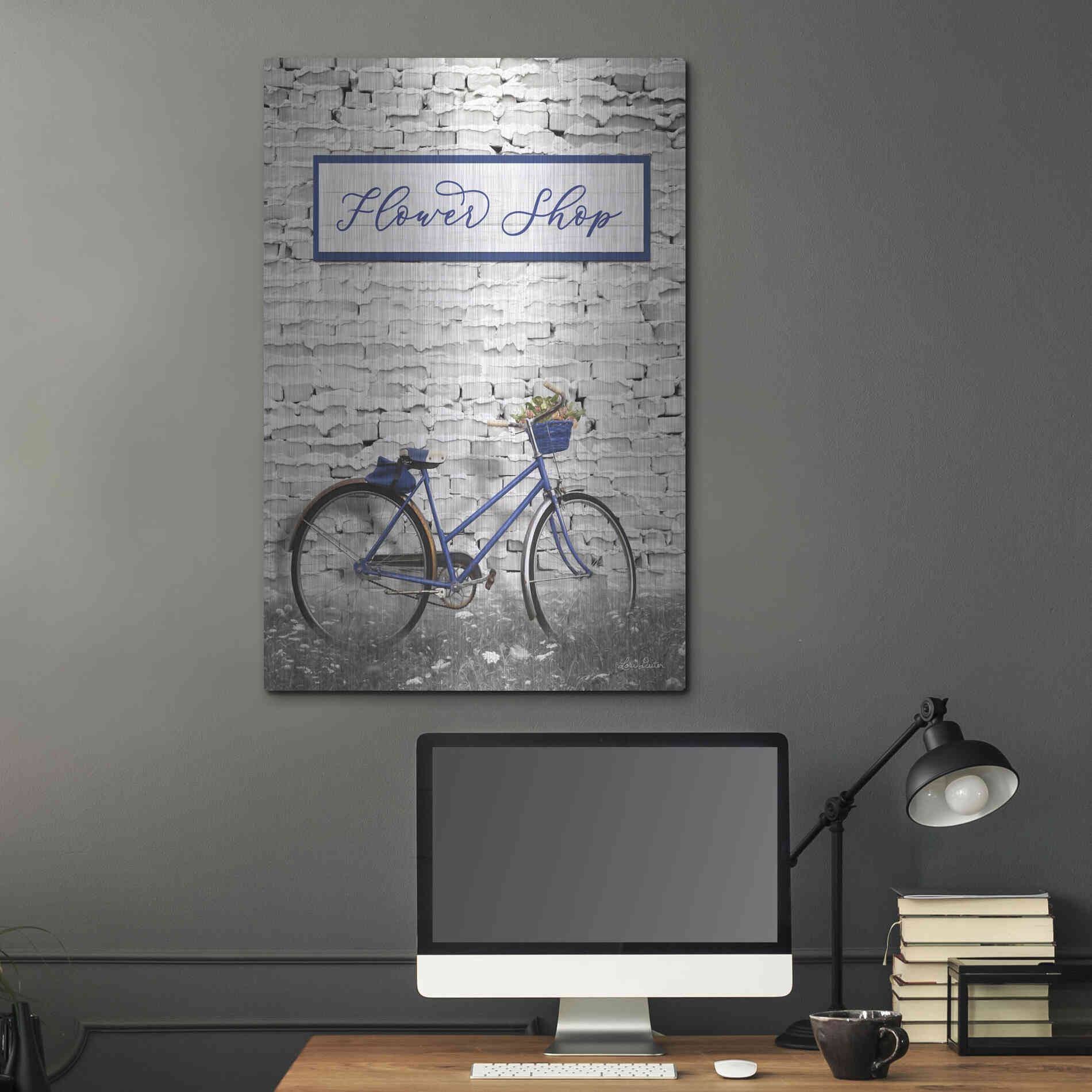 Luxe Metal Art 'Flower Shop Bicycle' by Lori Deiter, Metal Wall Art,24x36