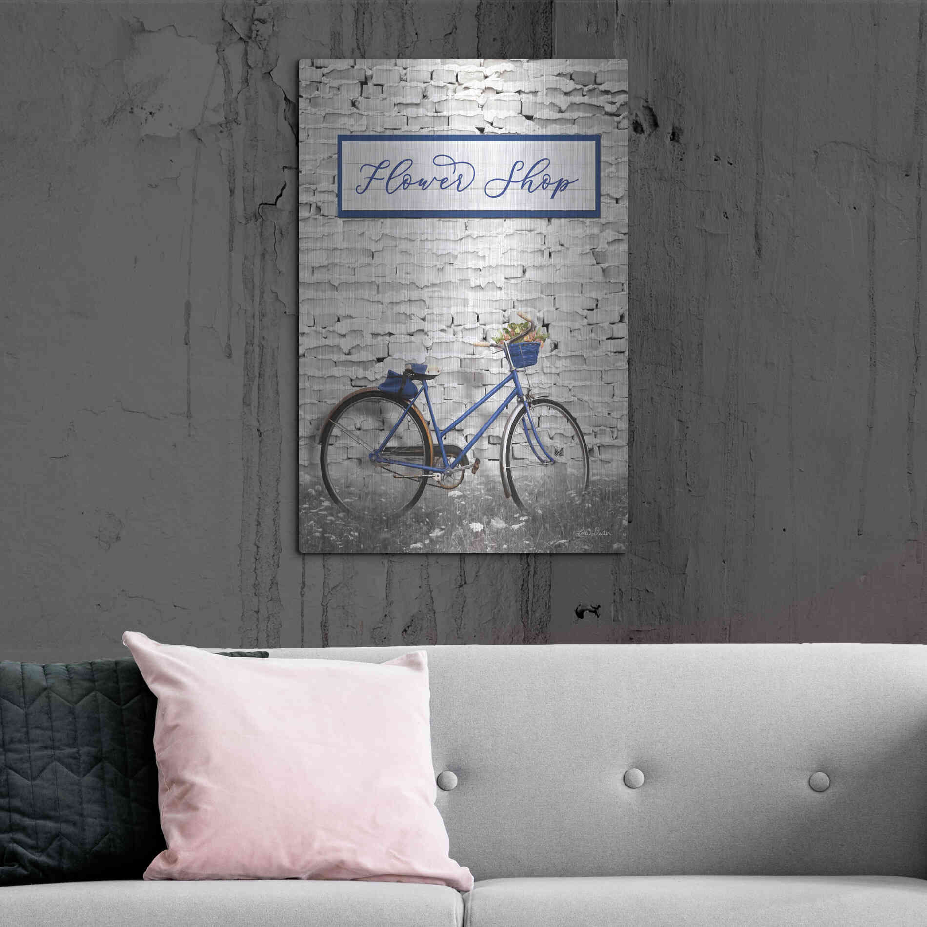 Luxe Metal Art 'Flower Shop Bicycle' by Lori Deiter, Metal Wall Art,24x36