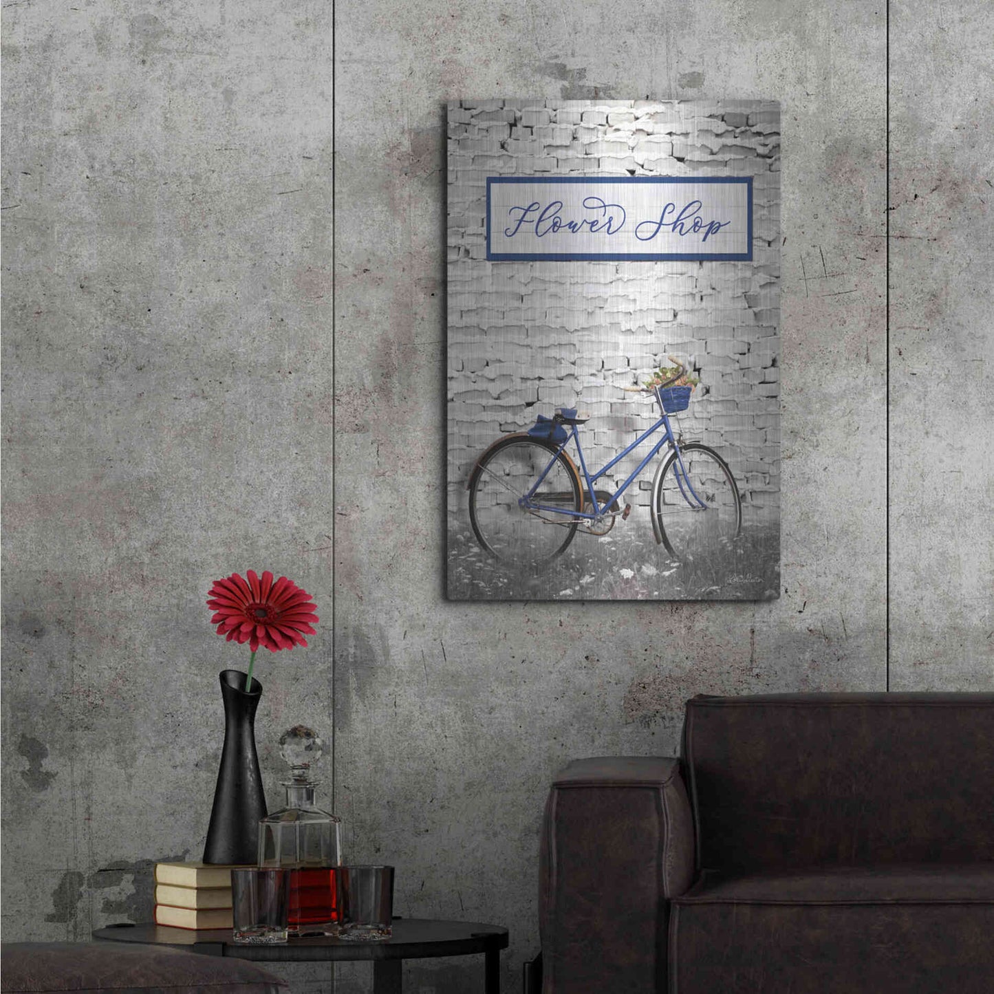 Luxe Metal Art 'Flower Shop Bicycle' by Lori Deiter, Metal Wall Art,24x36