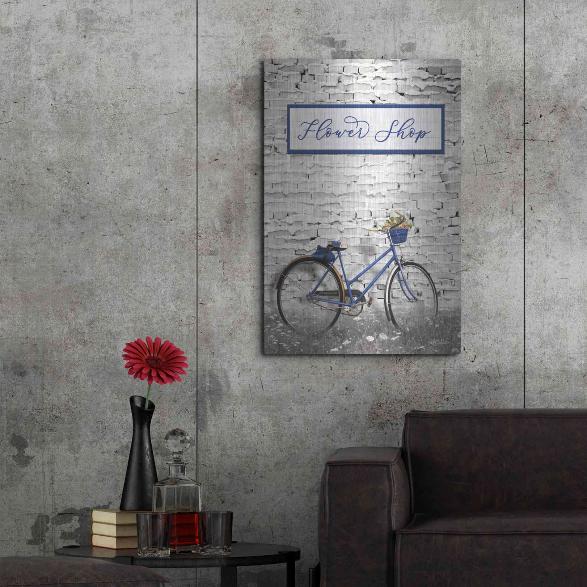 Luxe Metal Art 'Flower Shop Bicycle' by Lori Deiter, Metal Wall Art,24x36