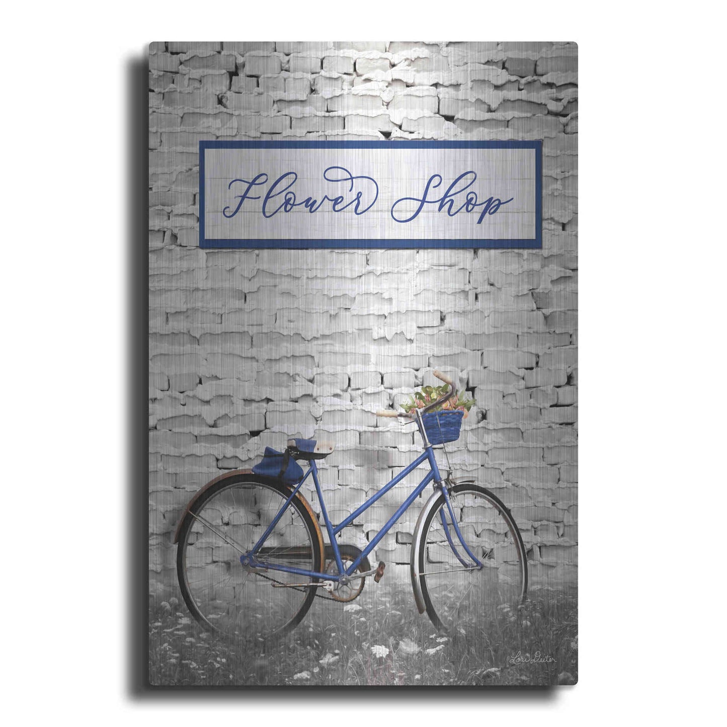 Luxe Metal Art 'Flower Shop Bicycle' by Lori Deiter, Metal Wall Art