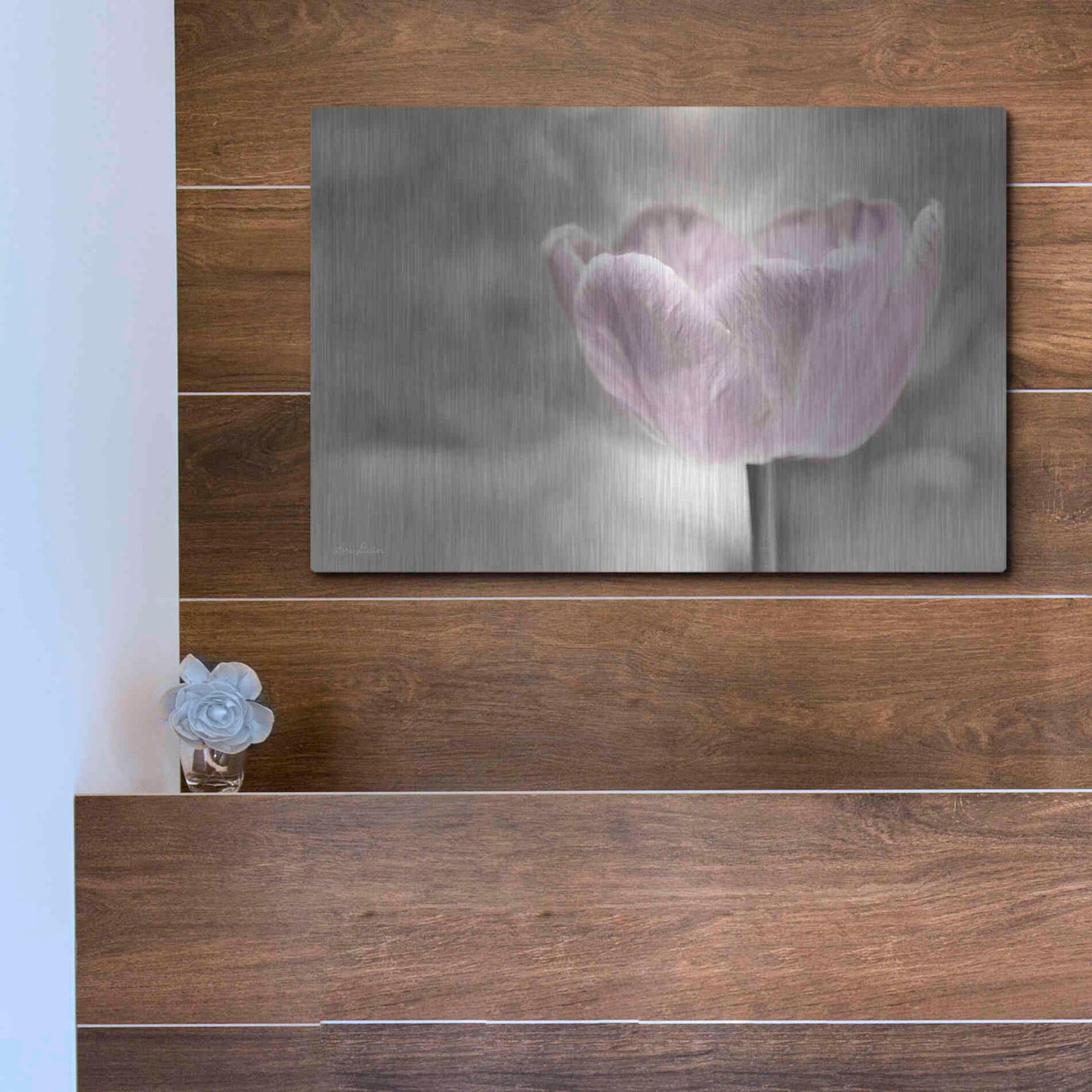 Luxe Metal Art 'Violet Tulip' by Lori Deiter, Metal Wall Art,16x12