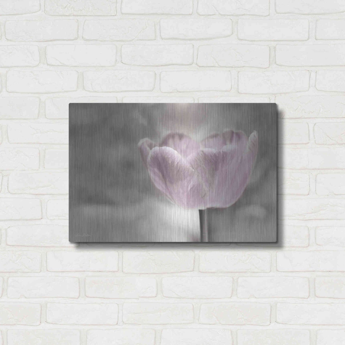 Luxe Metal Art 'Violet Tulip' by Lori Deiter, Metal Wall Art,24x16