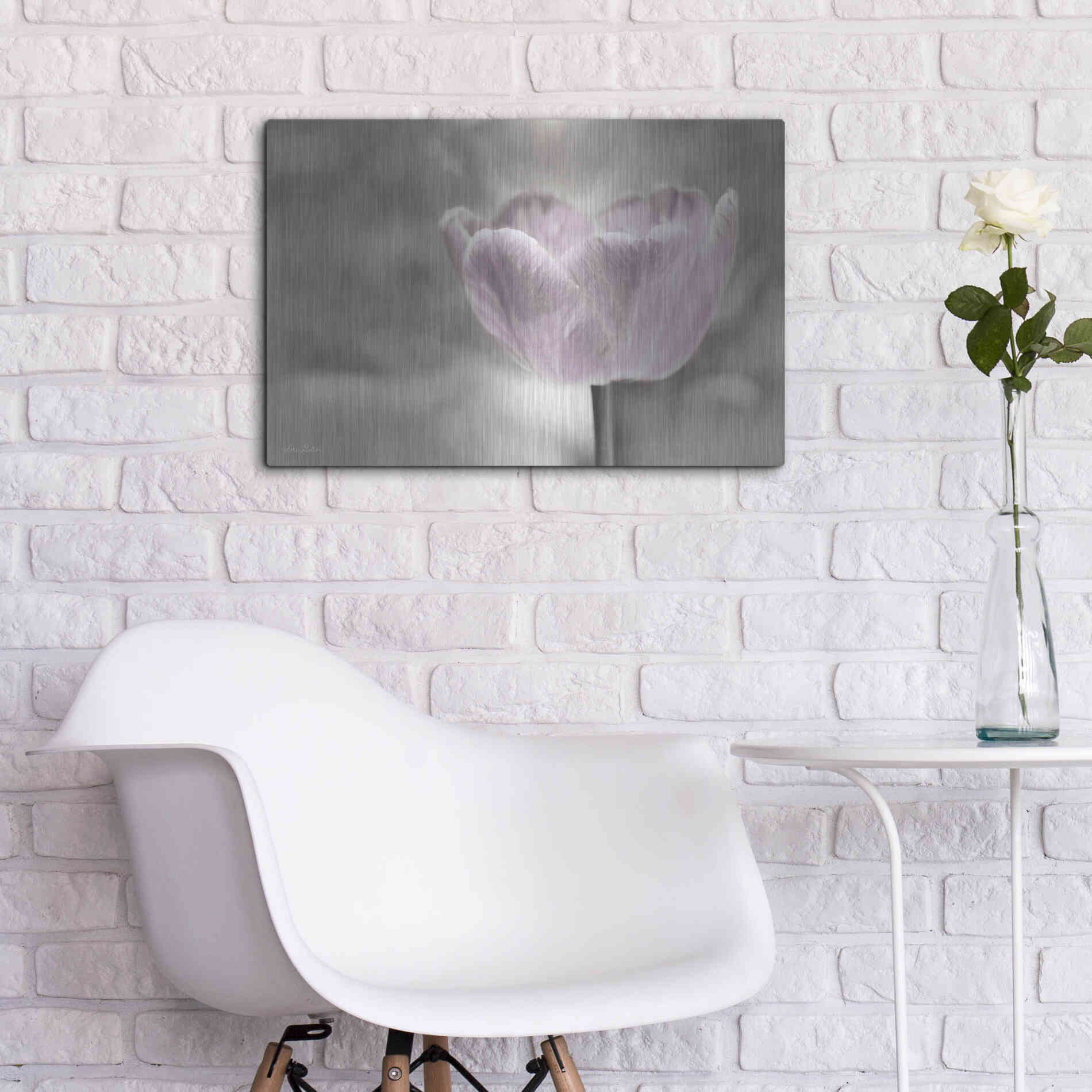 Luxe Metal Art 'Violet Tulip' by Lori Deiter, Metal Wall Art,24x16