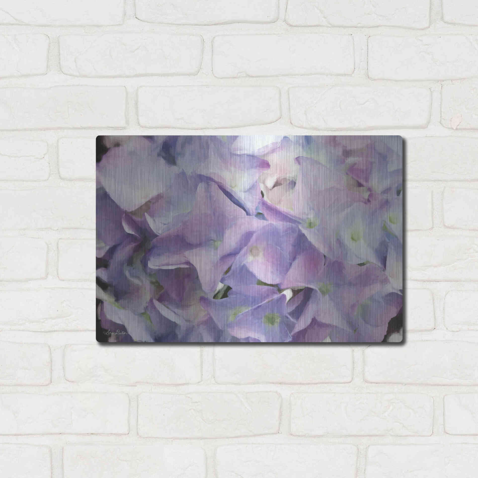 Luxe Metal Art 'Violet Hydrangeas' by Lori Deiter, Metal Wall Art,16x12