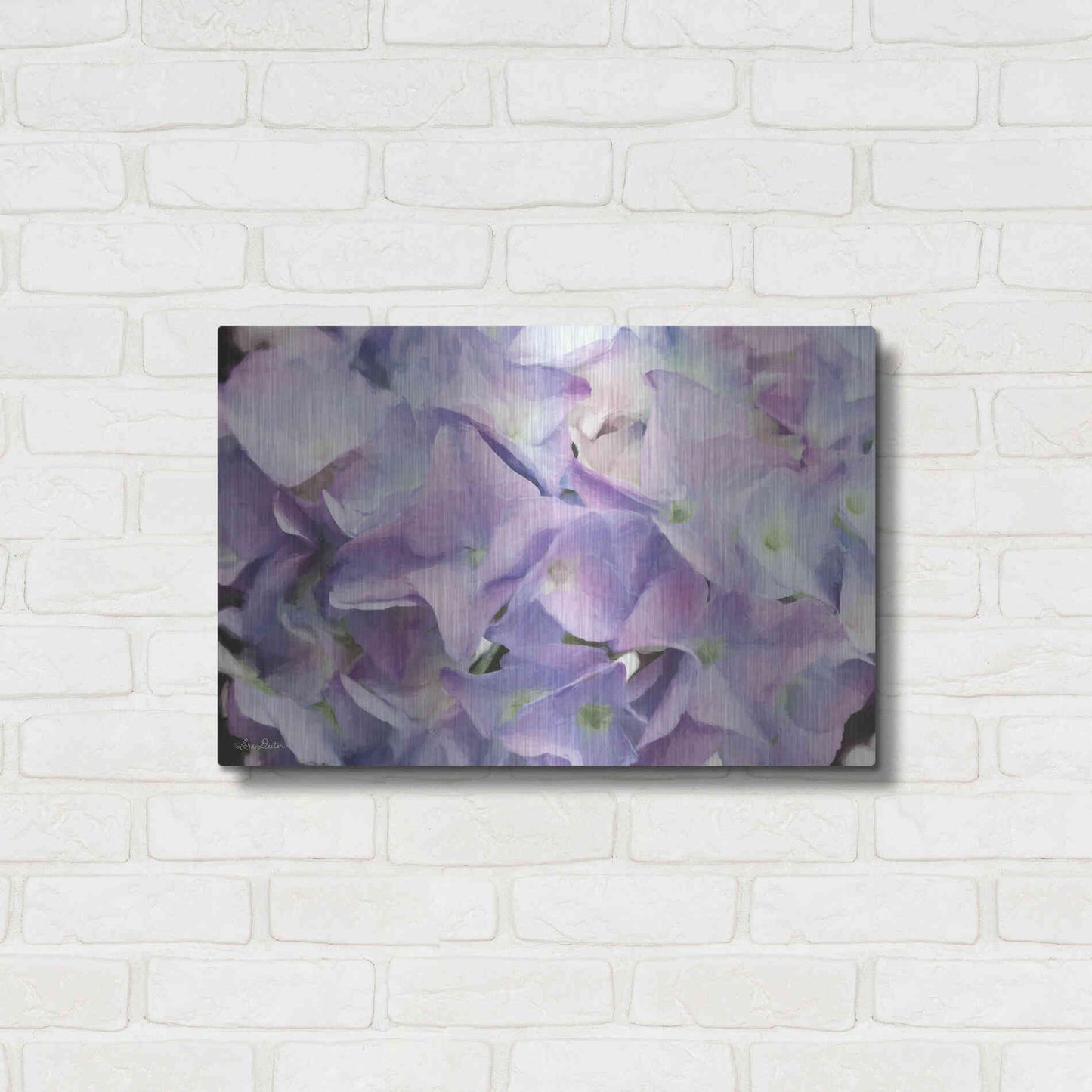 Luxe Metal Art 'Violet Hydrangeas' by Lori Deiter, Metal Wall Art,24x16