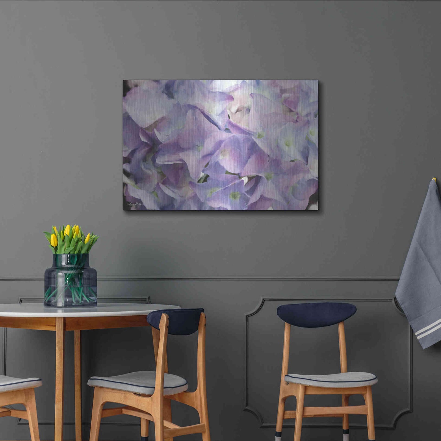 Luxe Metal Art 'Violet Hydrangeas' by Lori Deiter, Metal Wall Art,36x24