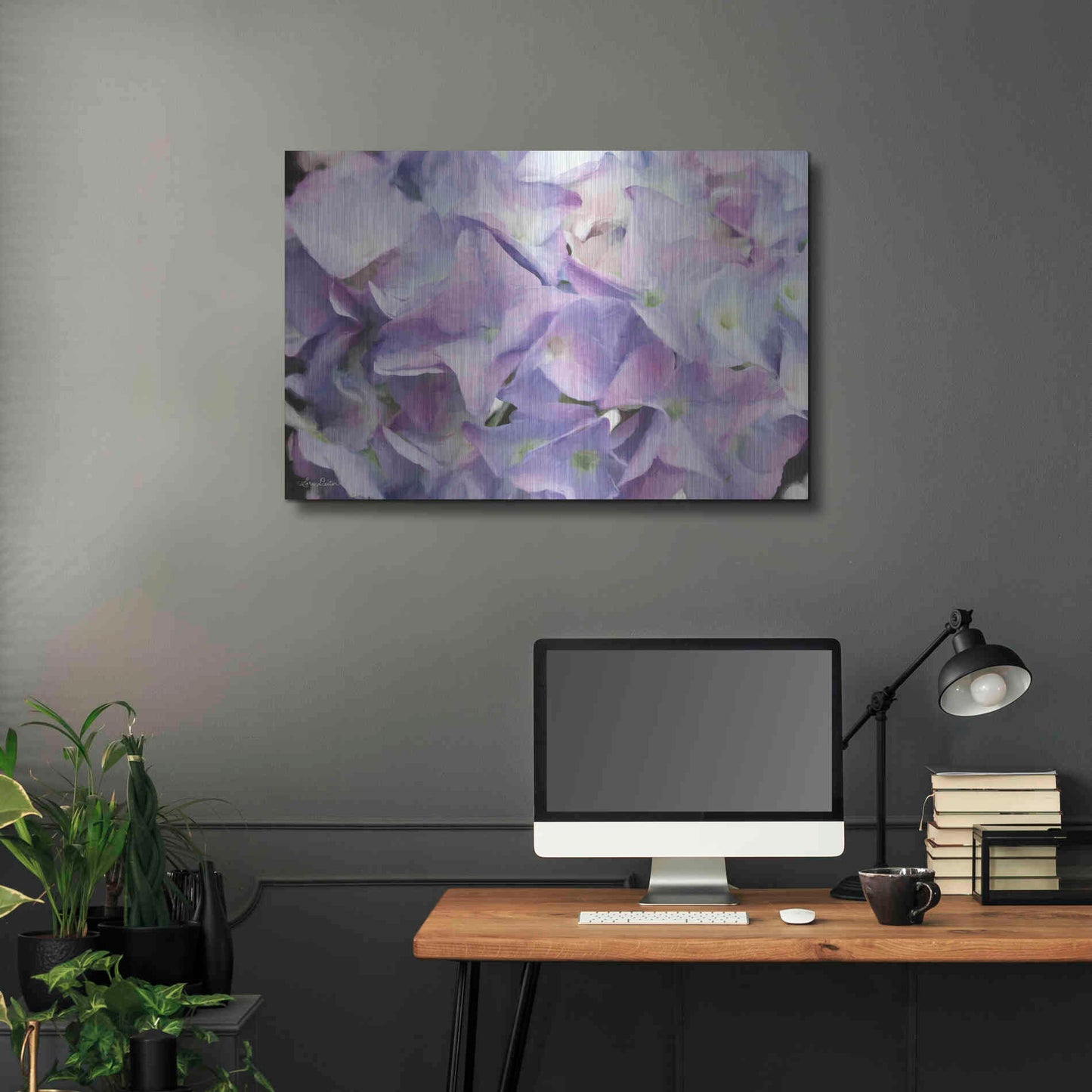 Luxe Metal Art 'Violet Hydrangeas' by Lori Deiter, Metal Wall Art,36x24