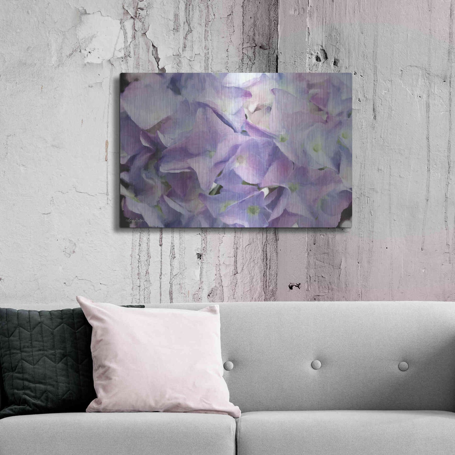 Luxe Metal Art 'Violet Hydrangeas' by Lori Deiter, Metal Wall Art,36x24