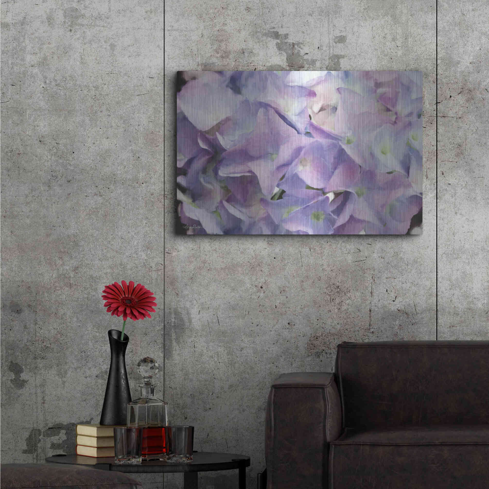 Luxe Metal Art 'Violet Hydrangeas' by Lori Deiter, Metal Wall Art,36x24