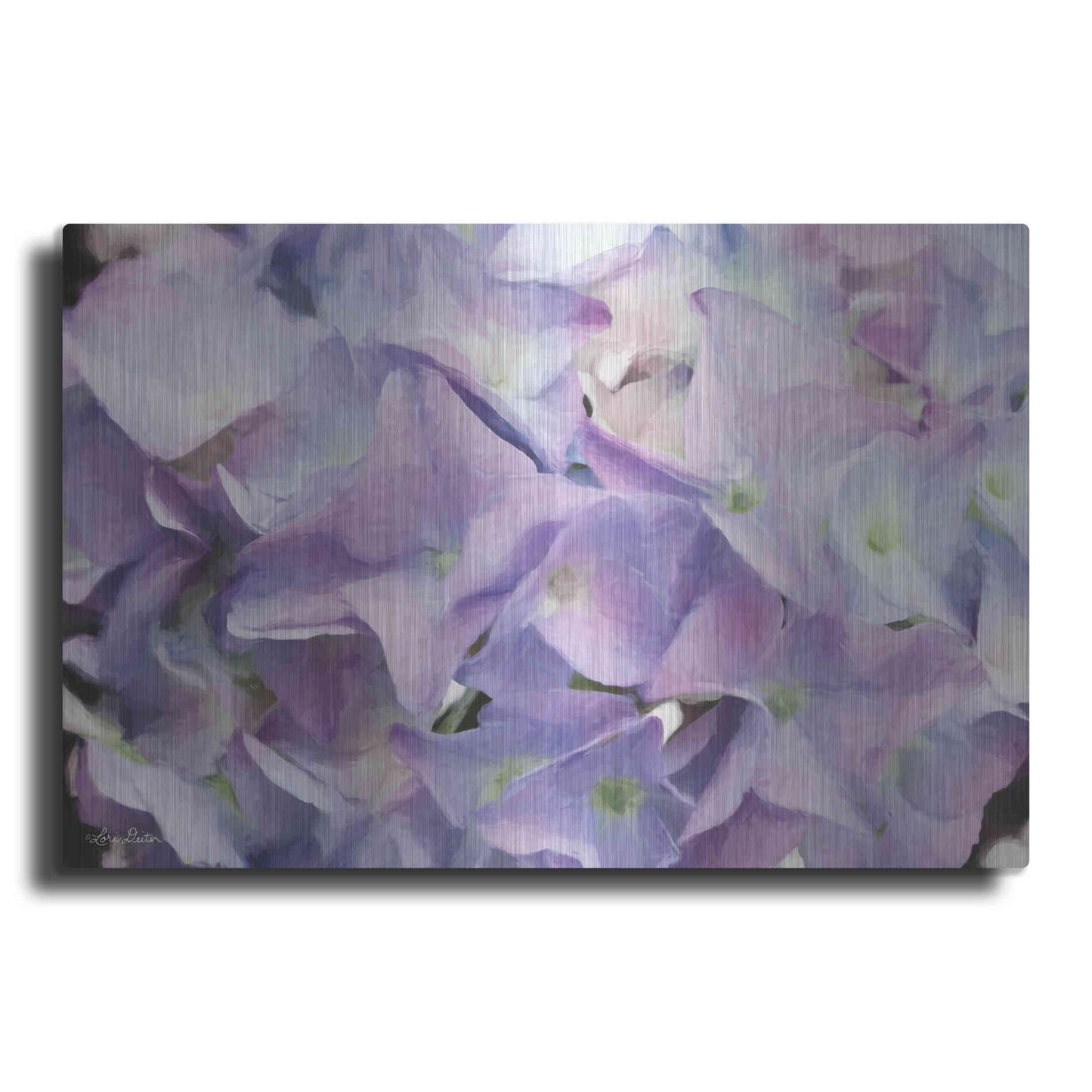 Luxe Metal Art 'Violet Hydrangeas' by Lori Deiter, Metal Wall Art