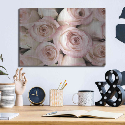 Luxe Metal Art 'Top View - Pink Roses' by Lori Deiter, Metal Wall Art,16x12