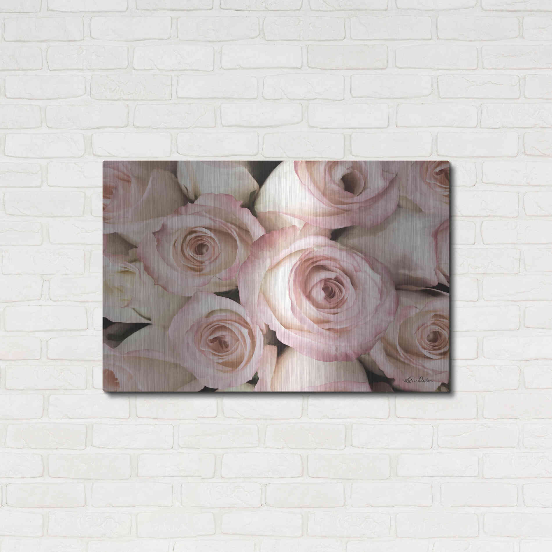 Luxe Metal Art 'Top View - Pink Roses' by Lori Deiter, Metal Wall Art,36x24