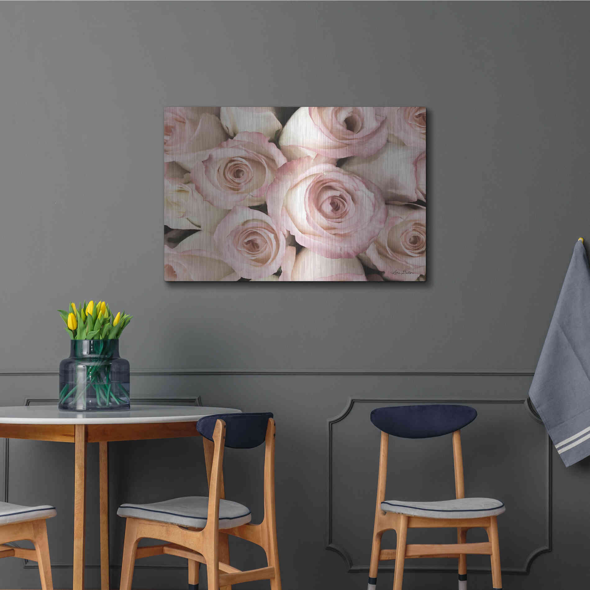 Luxe Metal Art 'Top View - Pink Roses' by Lori Deiter, Metal Wall Art,36x24