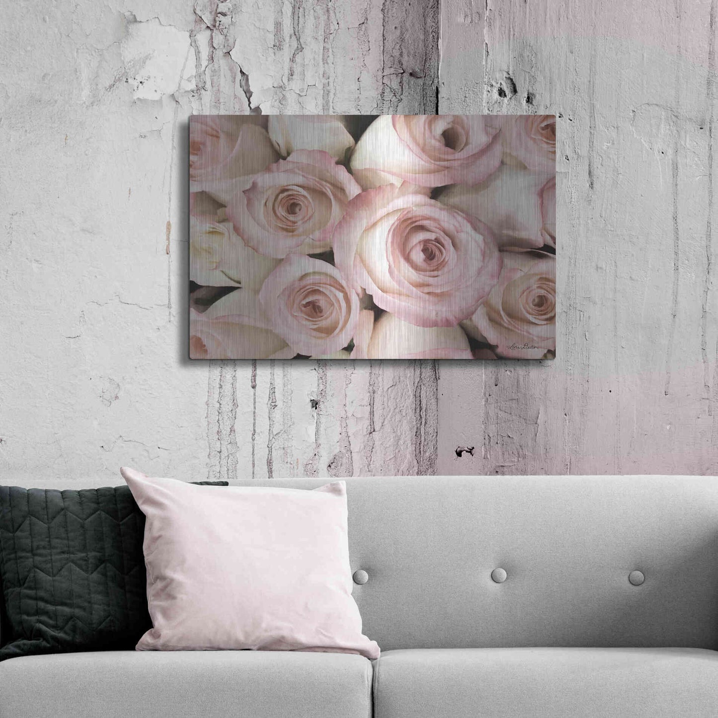 Luxe Metal Art 'Top View - Pink Roses' by Lori Deiter, Metal Wall Art,36x24