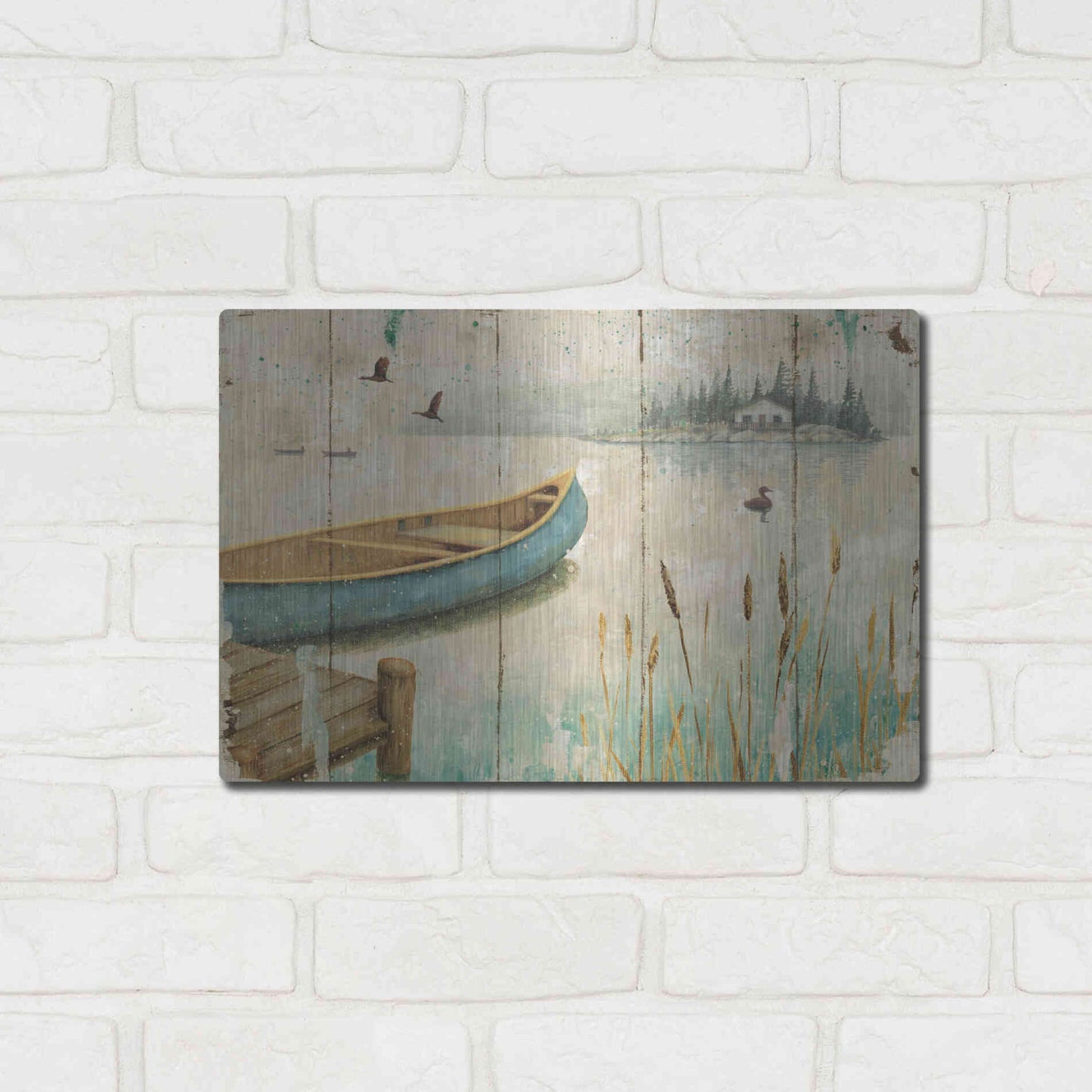 Luxe Metal Art 'Waterside V' by Daphne Brissonet, Metal Wall Art,16x12