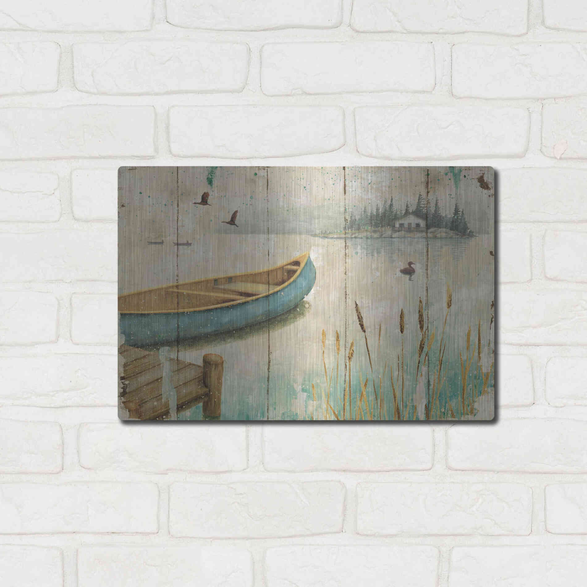 Luxe Metal Art 'Waterside V' by Daphne Brissonet, Metal Wall Art,16x12