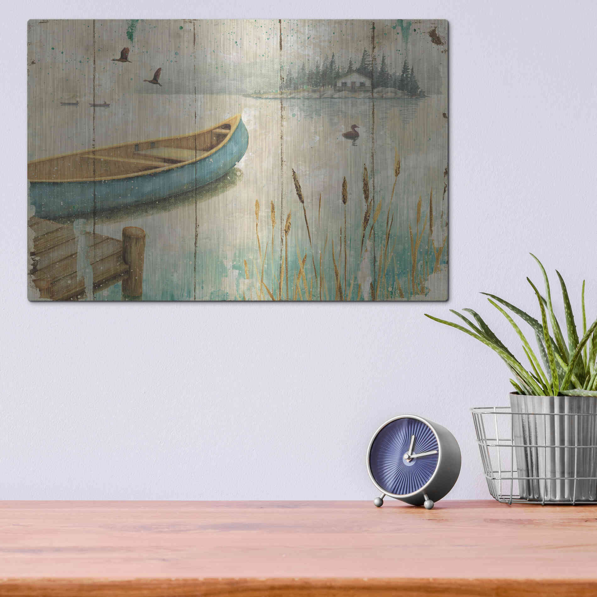 Luxe Metal Art 'Waterside V' by Daphne Brissonet, Metal Wall Art,16x12