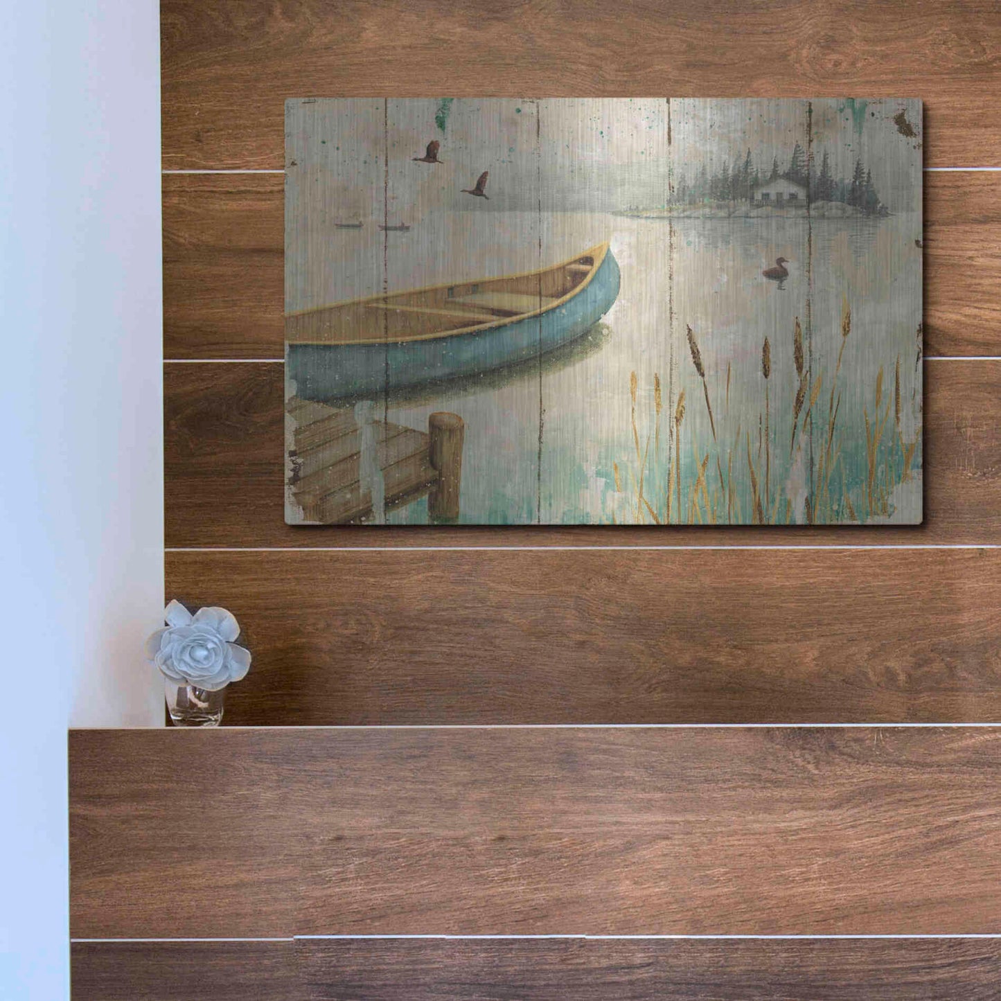 Luxe Metal Art 'Waterside V' by Daphne Brissonet, Metal Wall Art,16x12