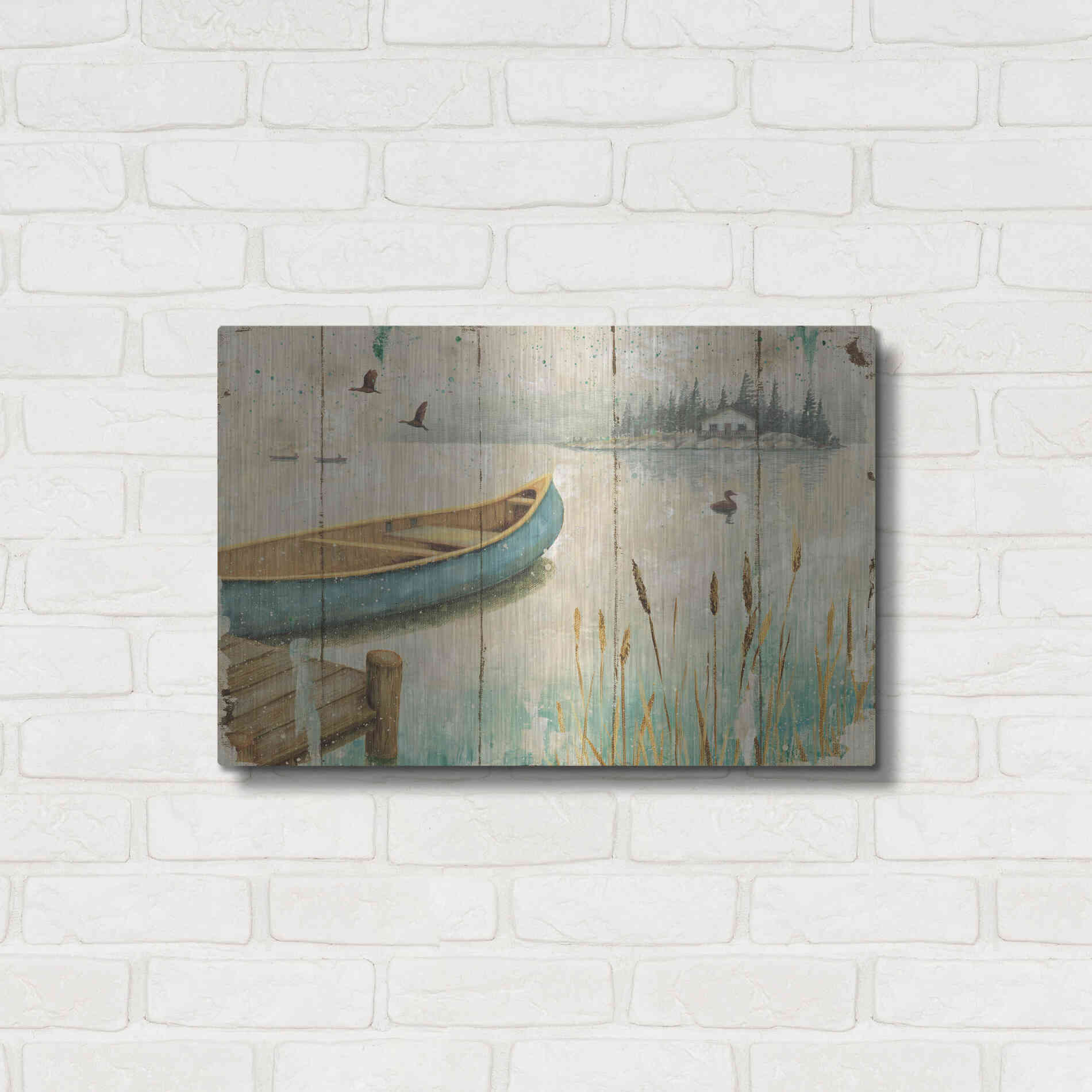 Luxe Metal Art 'Waterside V' by Daphne Brissonet, Metal Wall Art,24x16