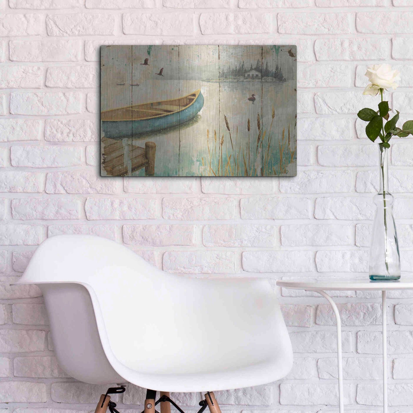 Luxe Metal Art 'Waterside V' by Daphne Brissonet, Metal Wall Art,24x16