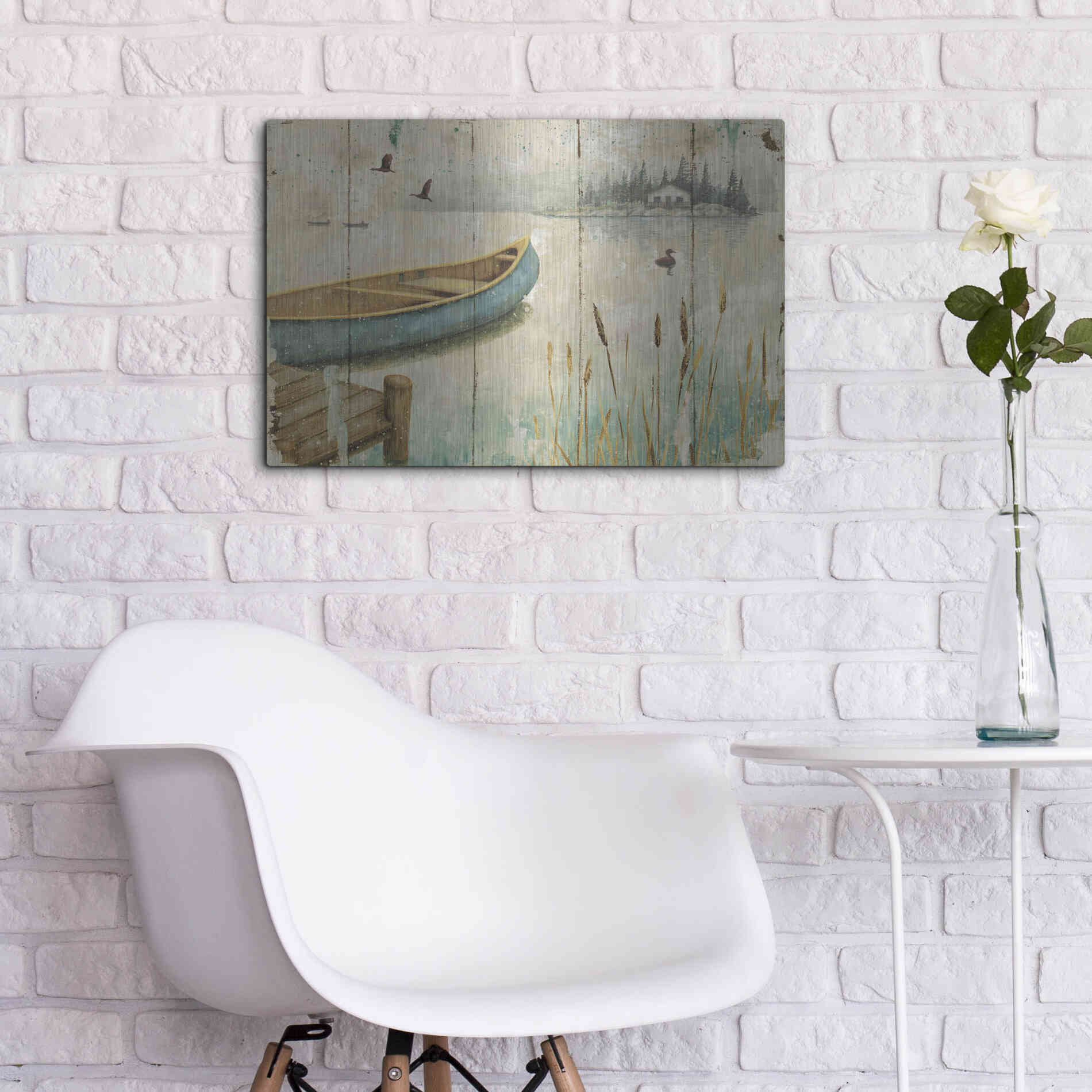 Luxe Metal Art 'Waterside V' by Daphne Brissonet, Metal Wall Art,24x16