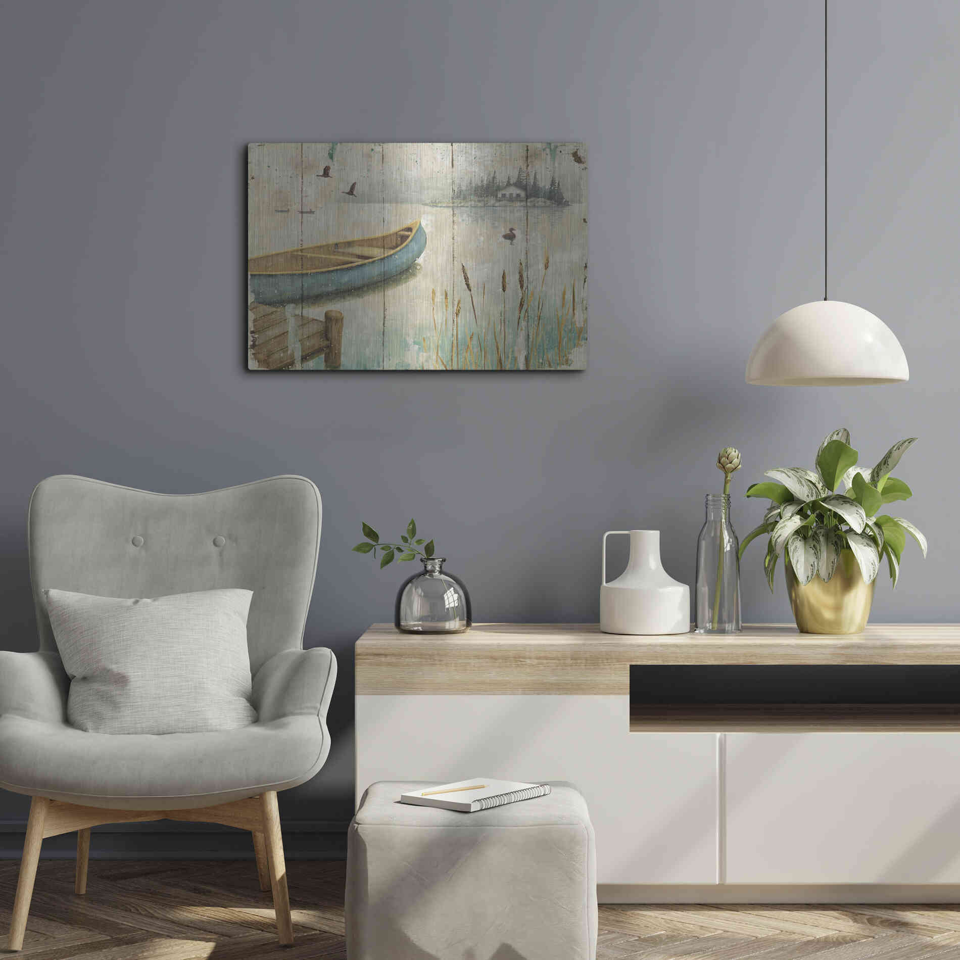 Luxe Metal Art 'Waterside V' by Daphne Brissonet, Metal Wall Art,24x16
