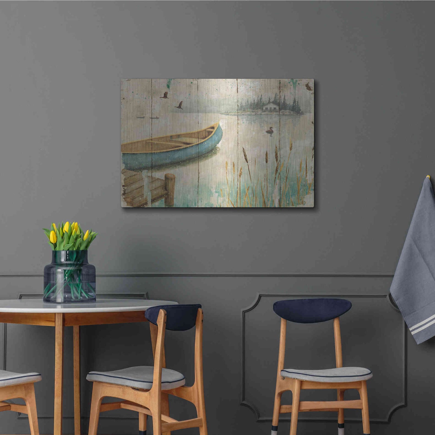 Luxe Metal Art 'Waterside V' by Daphne Brissonet, Metal Wall Art,36x24
