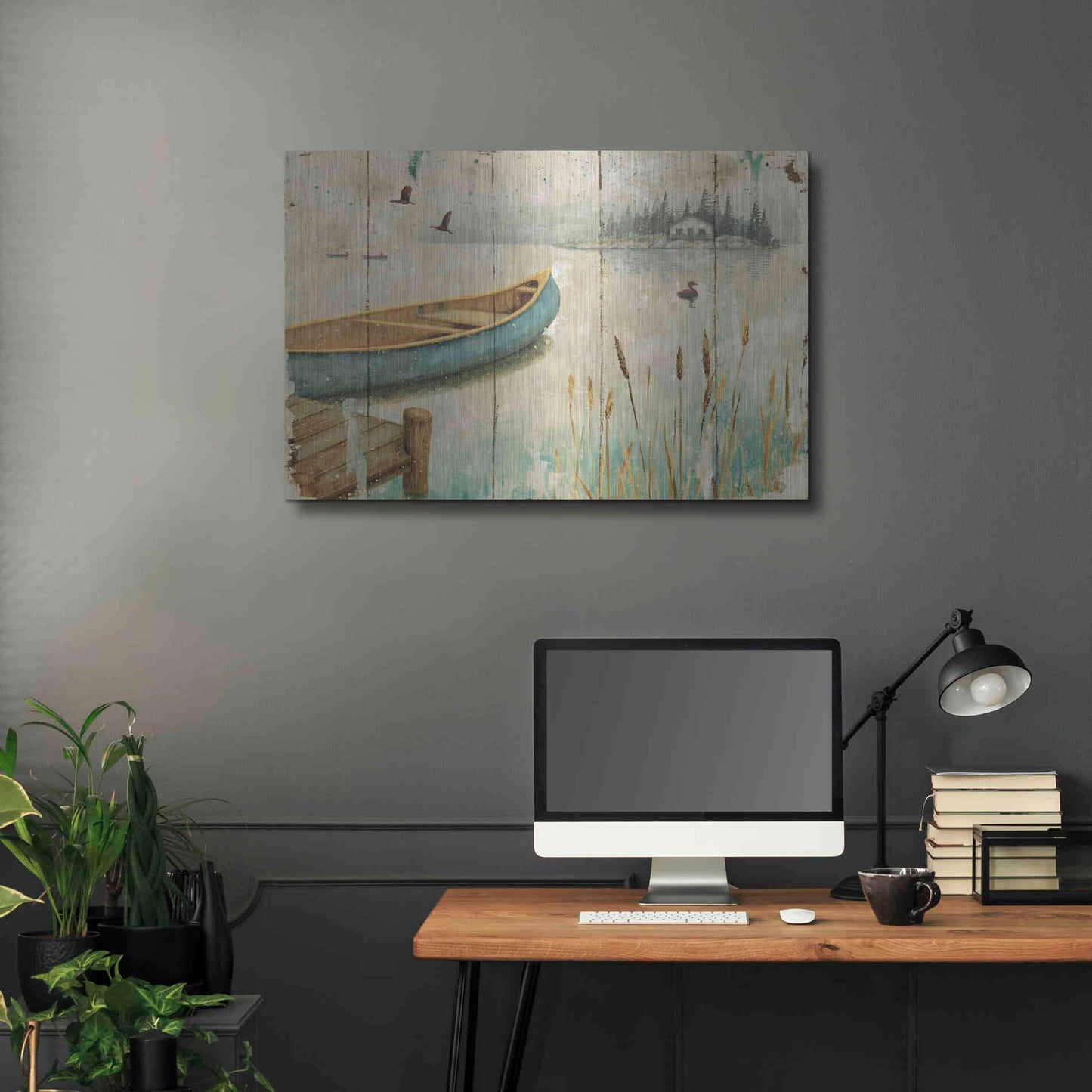 Luxe Metal Art 'Waterside V' by Daphne Brissonet, Metal Wall Art,36x24