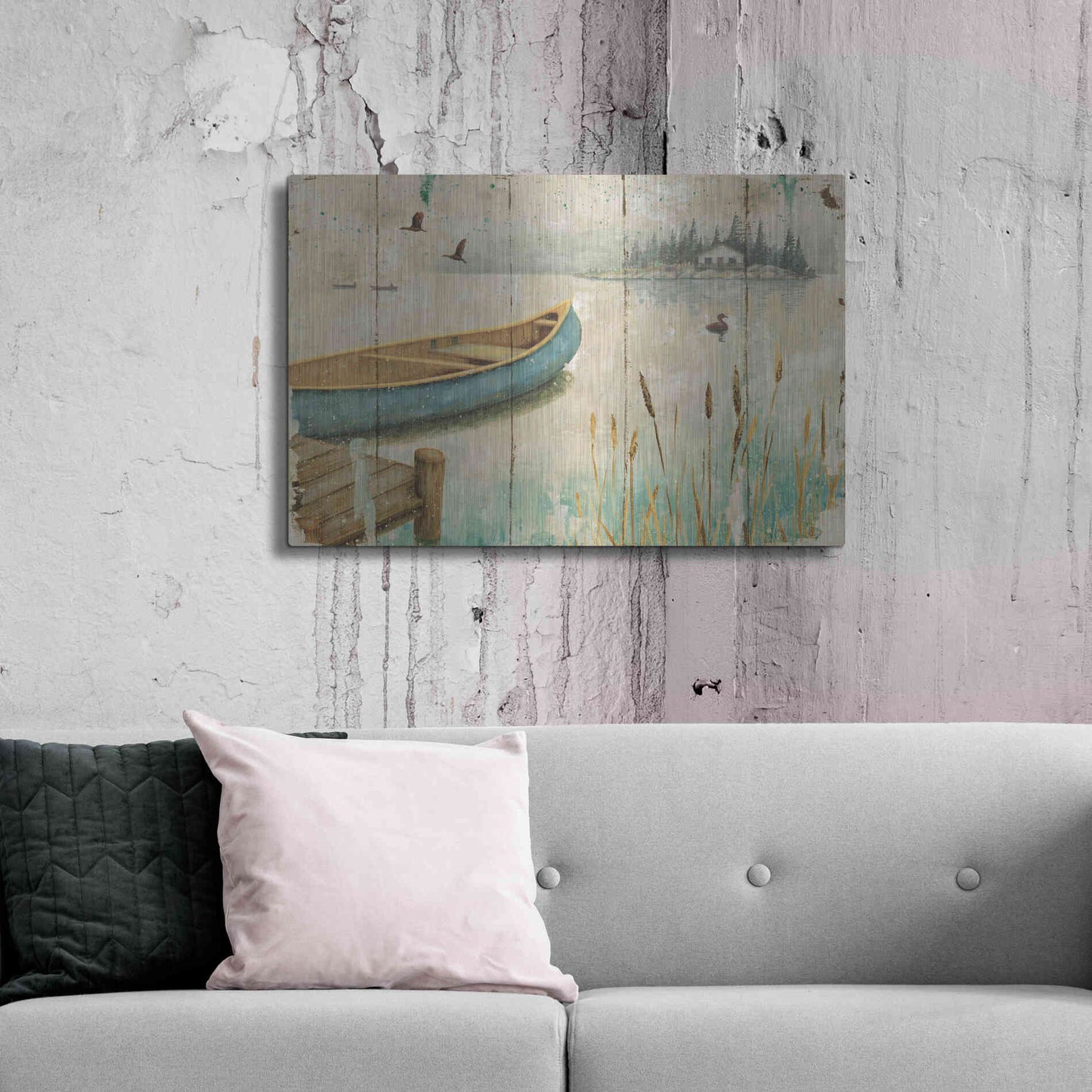 Luxe Metal Art 'Waterside V' by Daphne Brissonet, Metal Wall Art,36x24