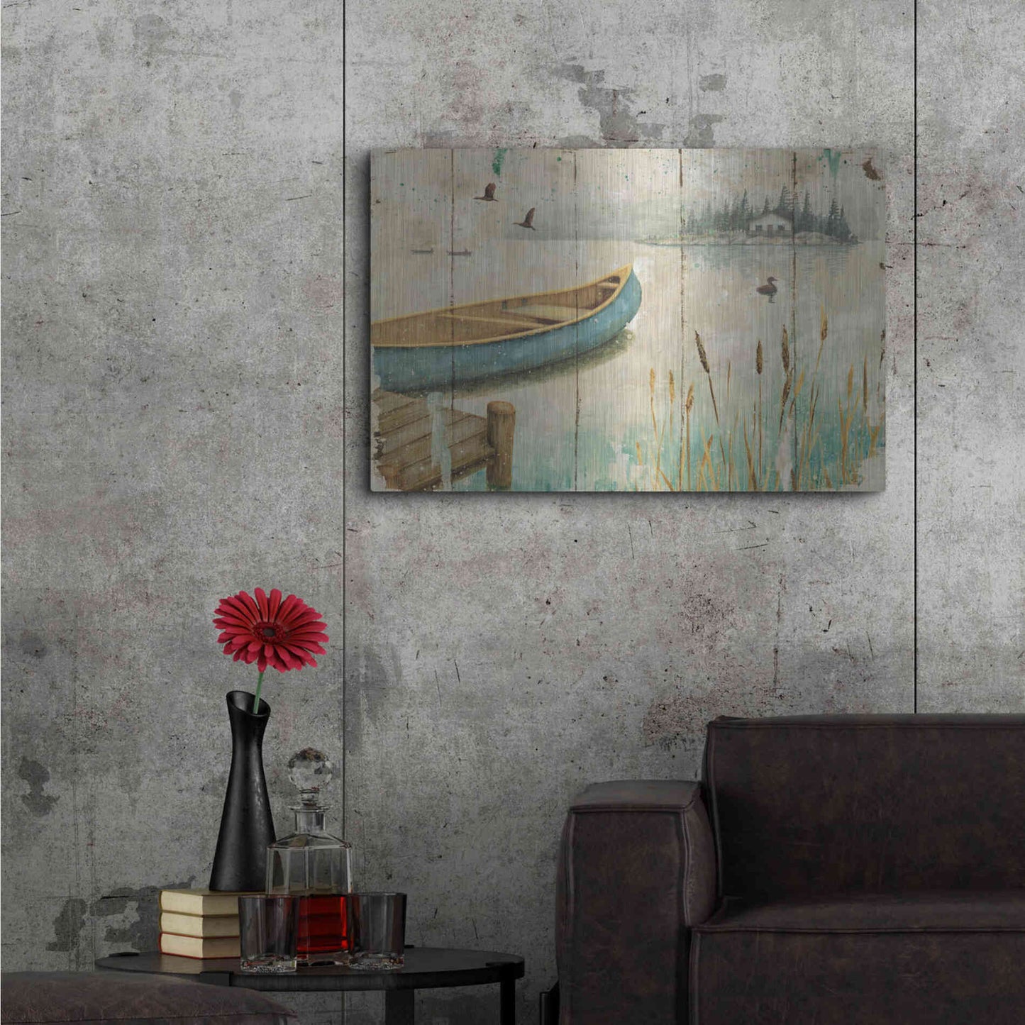 Luxe Metal Art 'Waterside V' by Daphne Brissonet, Metal Wall Art,36x24