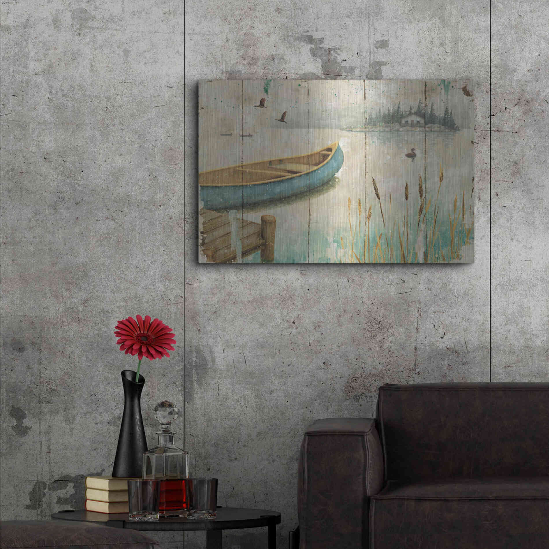 Luxe Metal Art 'Waterside V' by Daphne Brissonet, Metal Wall Art,36x24