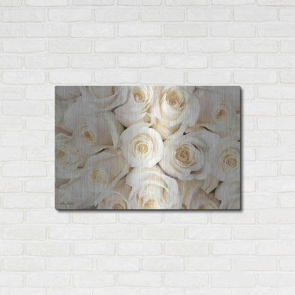 Luxe Metal Art 'Top View - White Roses' by Lori Deiter, Metal Wall Art,36x24