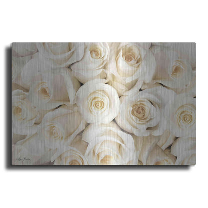 Luxe Metal Art 'Top View - White Roses' by Lori Deiter, Metal Wall Art