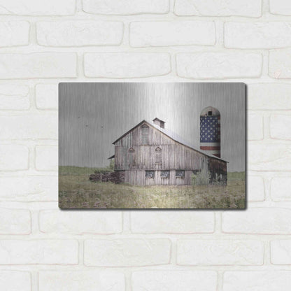 Luxe Metal Art 'One Land, One Flag' by Lori Deiter, Metal Wall Art,16x12