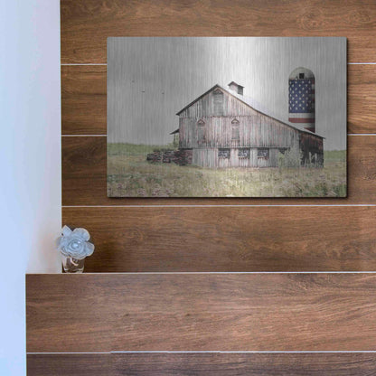 Luxe Metal Art 'One Land, One Flag' by Lori Deiter, Metal Wall Art,16x12