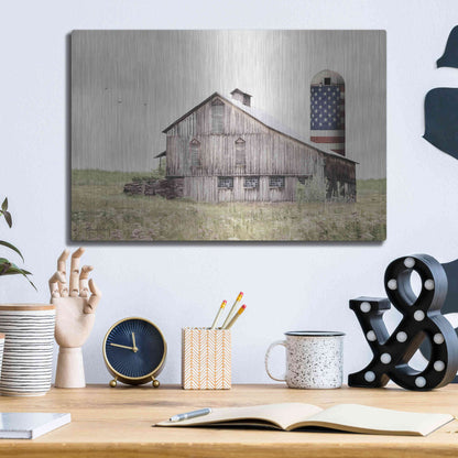 Luxe Metal Art 'One Land, One Flag' by Lori Deiter, Metal Wall Art,16x12