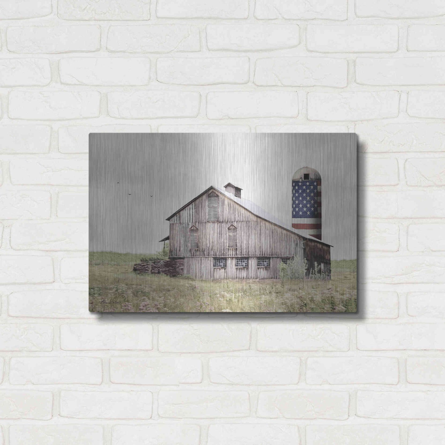Luxe Metal Art 'One Land, One Flag' by Lori Deiter, Metal Wall Art,24x16