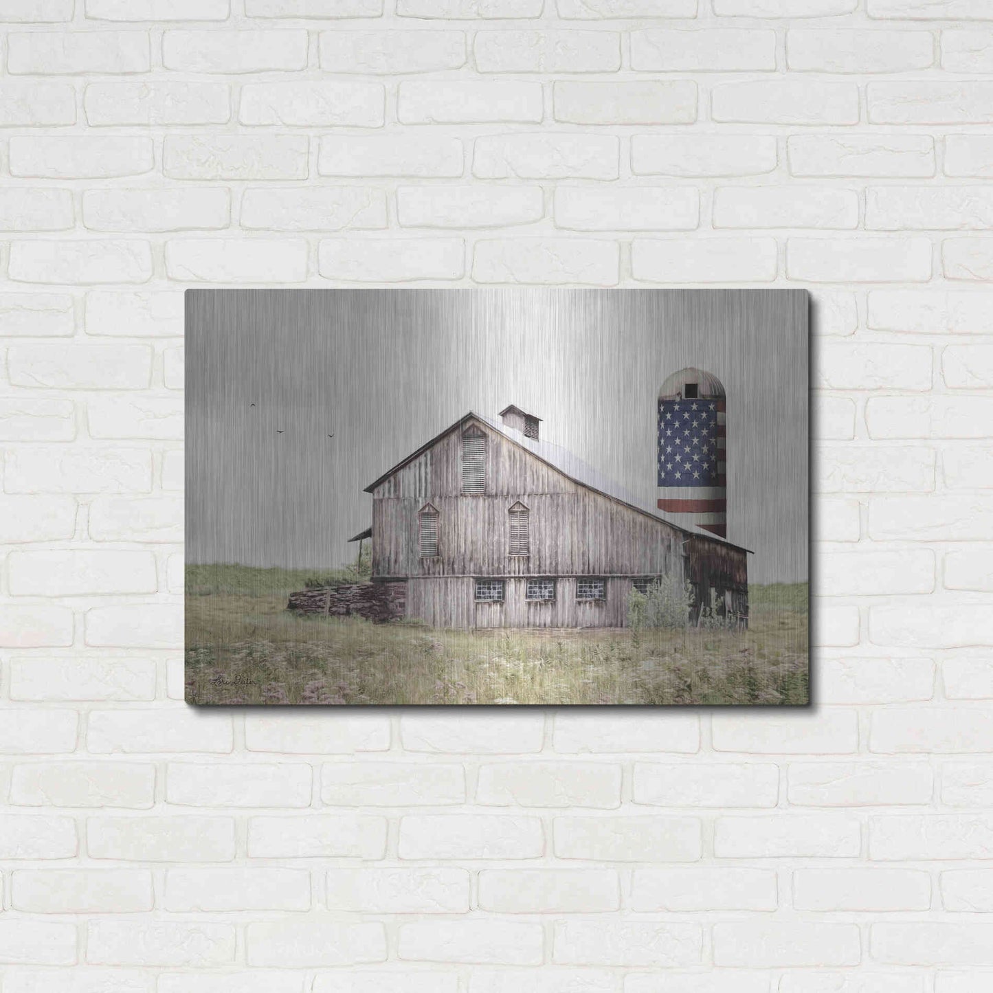 Luxe Metal Art 'One Land, One Flag' by Lori Deiter, Metal Wall Art,36x24