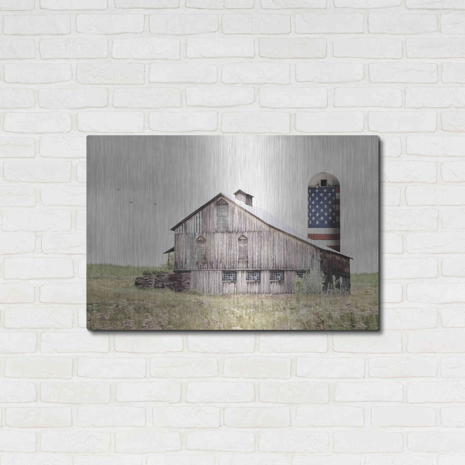 Luxe Metal Art 'One Land, One Flag' by Lori Deiter, Metal Wall Art,36x24