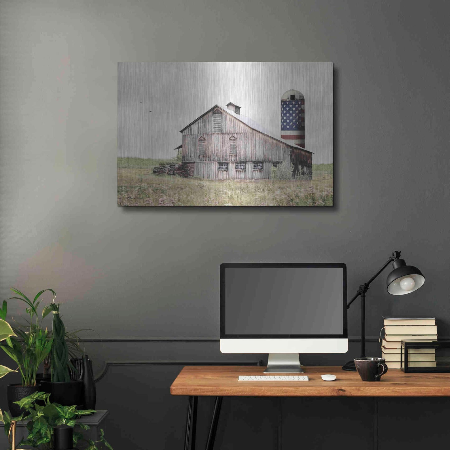 Luxe Metal Art 'One Land, One Flag' by Lori Deiter, Metal Wall Art,36x24