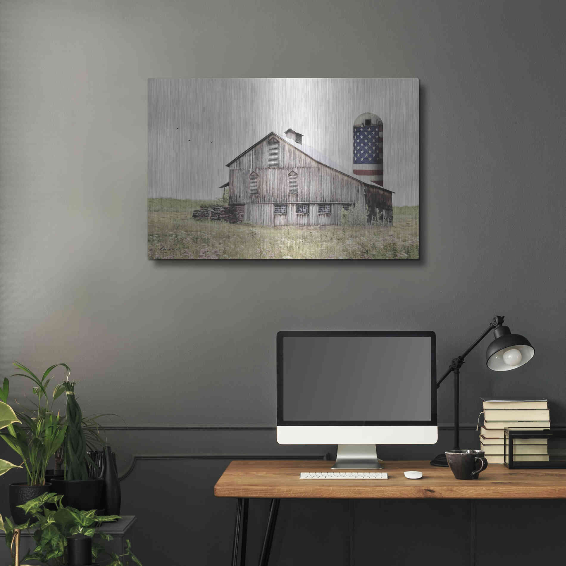 Luxe Metal Art 'One Land, One Flag' by Lori Deiter, Metal Wall Art,36x24