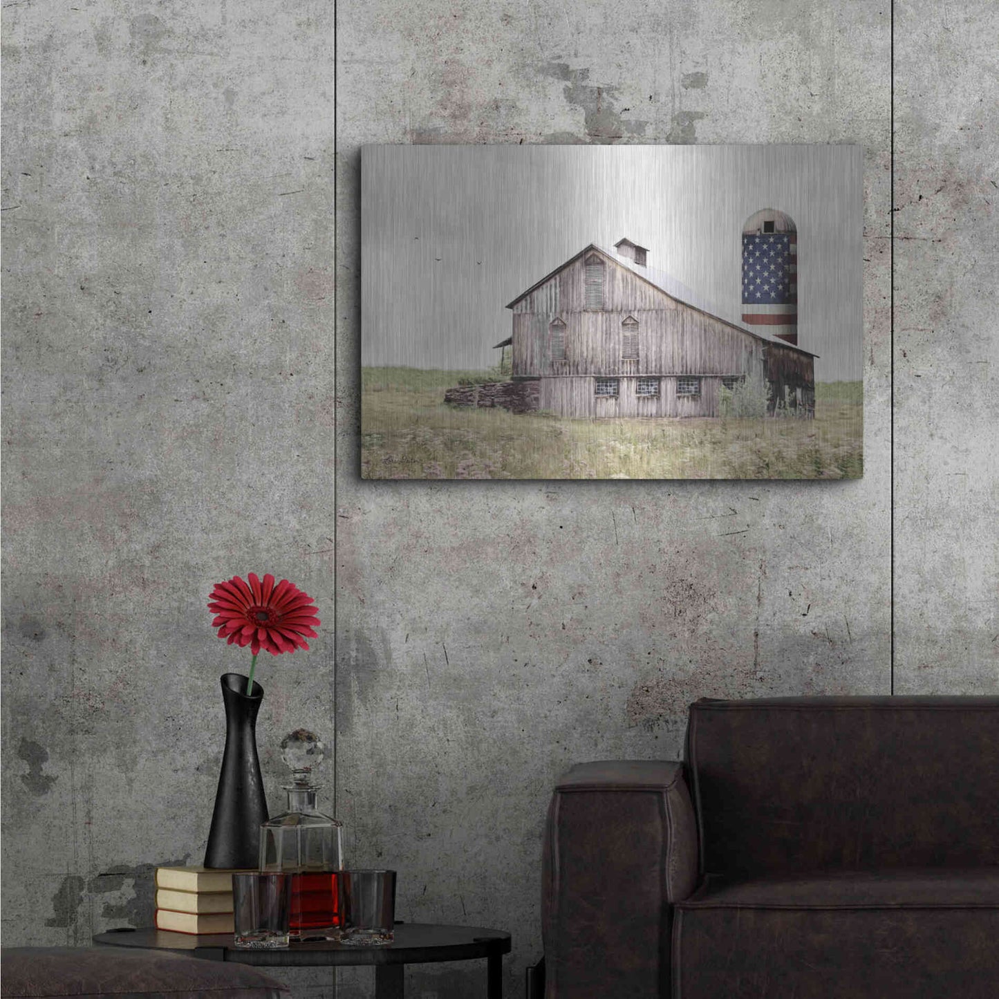 Luxe Metal Art 'One Land, One Flag' by Lori Deiter, Metal Wall Art,36x24