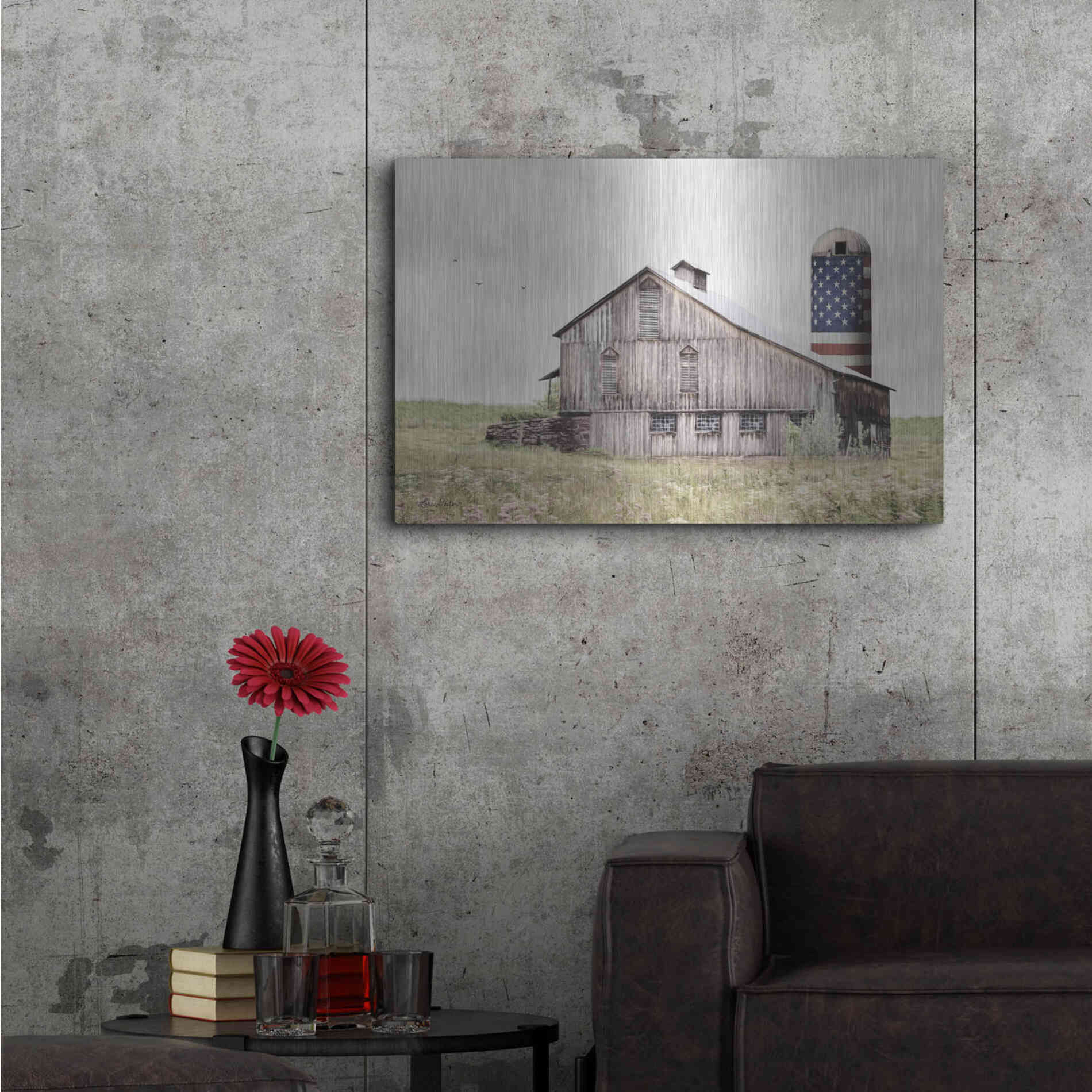 Luxe Metal Art 'One Land, One Flag' by Lori Deiter, Metal Wall Art,36x24