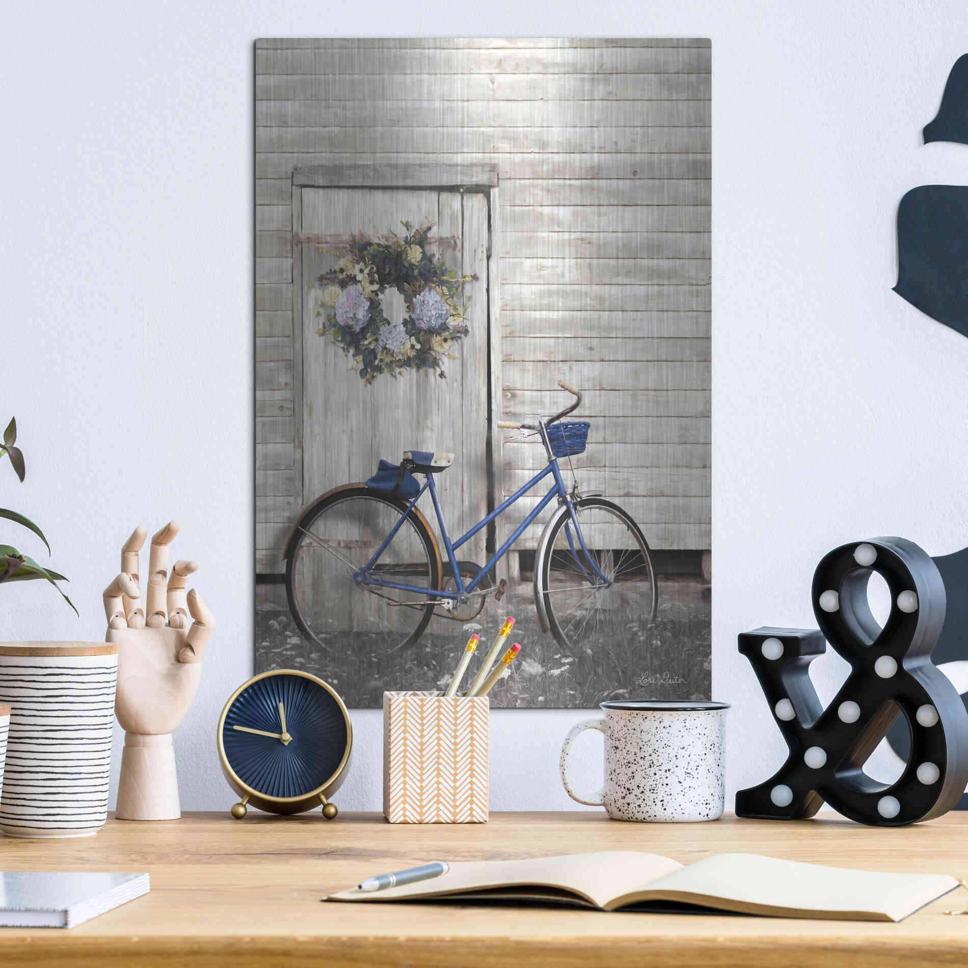 Luxe Metal Art 'Life is Like Riding a Bike' by Lori Deiter, Metal Wall Art,12x16