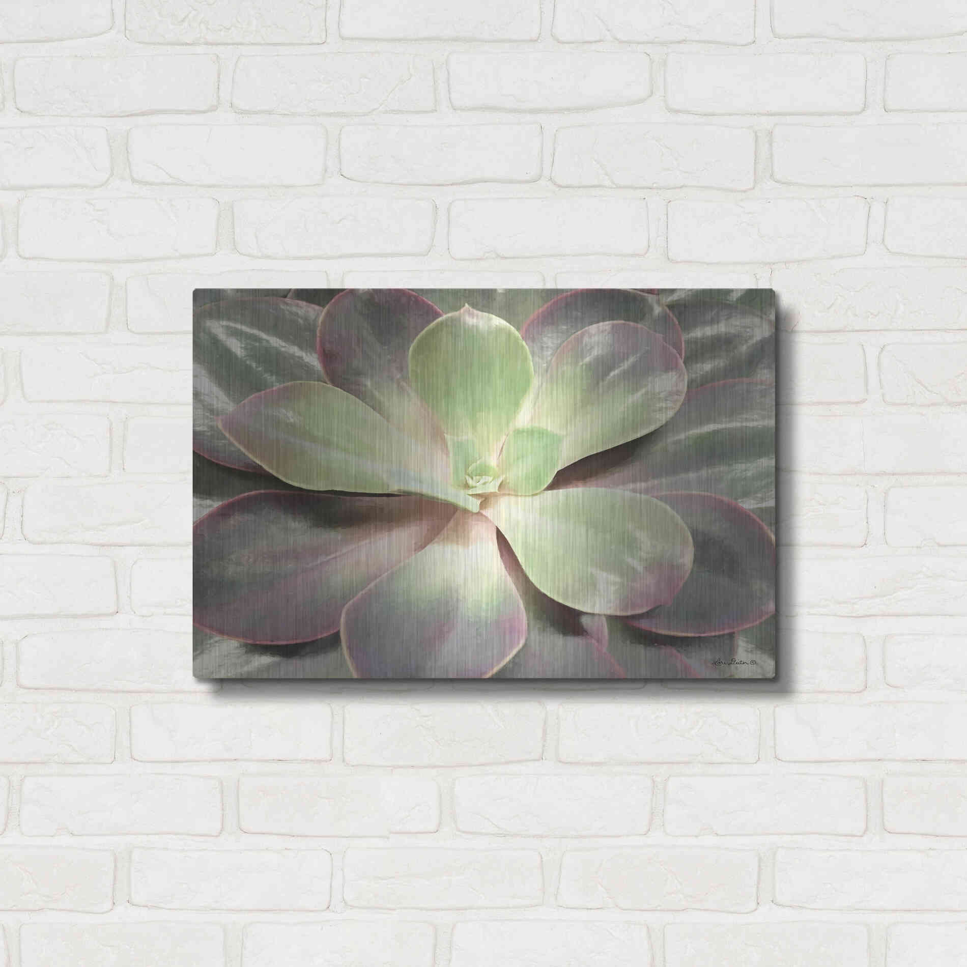 Luxe Metal Art 'Glowing Succulent I' by Lori Deiter, Metal Wall Art,24x16