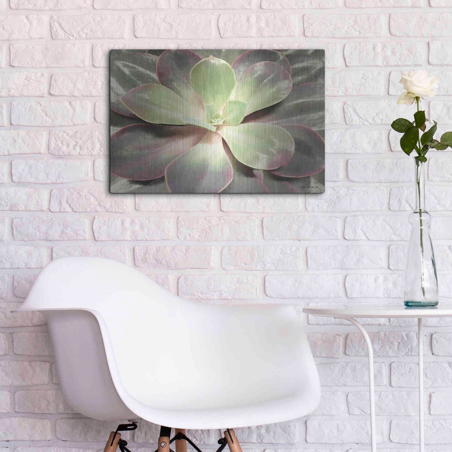 Luxe Metal Art 'Glowing Succulent I' by Lori Deiter, Metal Wall Art,24x16