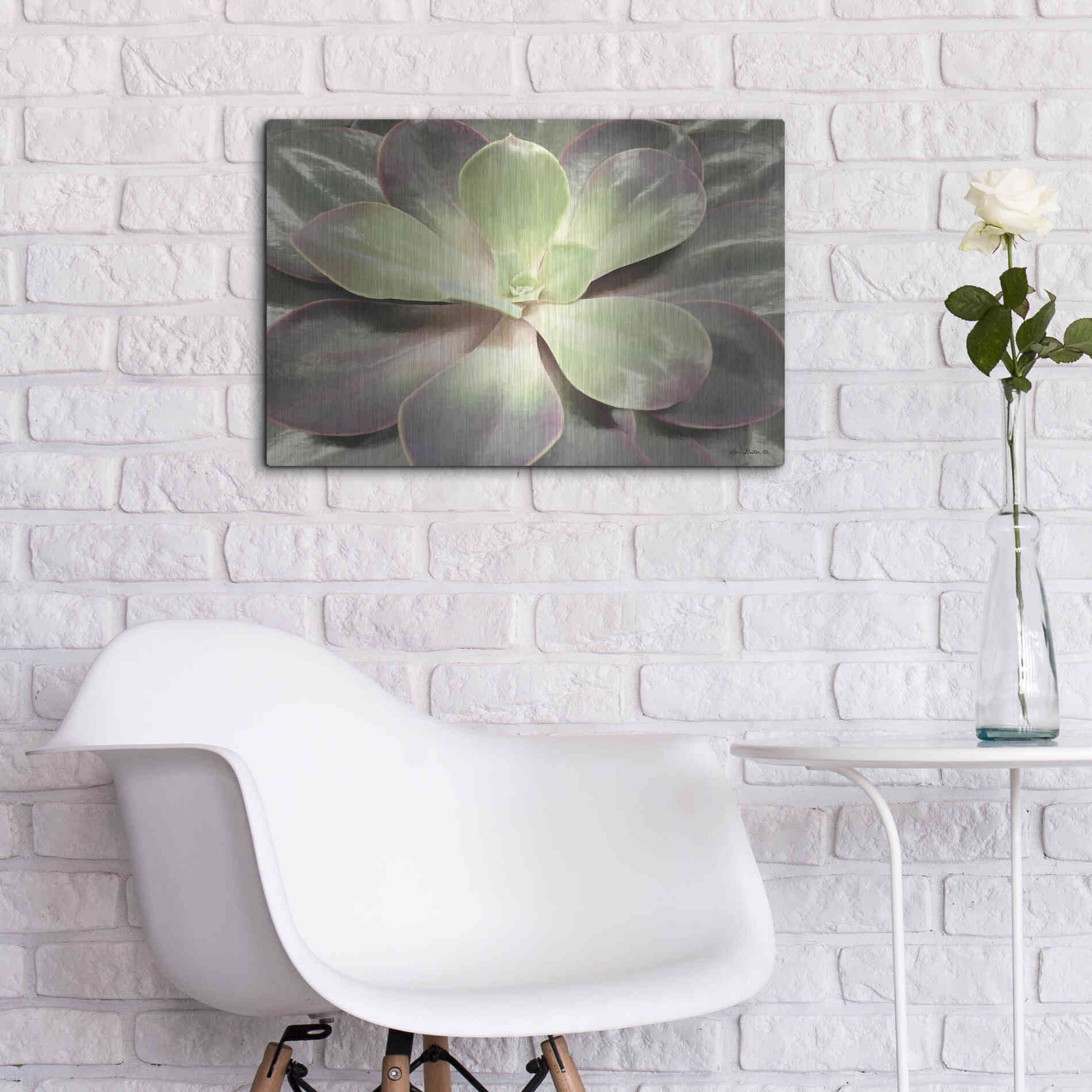Luxe Metal Art 'Glowing Succulent I' by Lori Deiter, Metal Wall Art,24x16